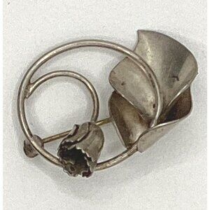 1950s Sterling Silver Leaf Brooch by Jewelart-Signed Vintage